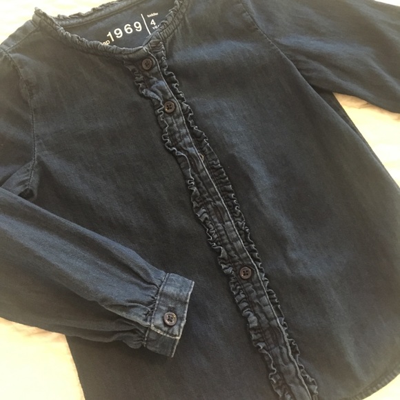 Gap 1989 Denim, Ruffled Blouse Top, Sz 3-4yrs - Picture 3 of 5